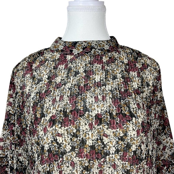 Zara Mini‎ Dress Oversized Mock Neck Floral 3/4 Flare Sleeve XS - Picture 3 of 9